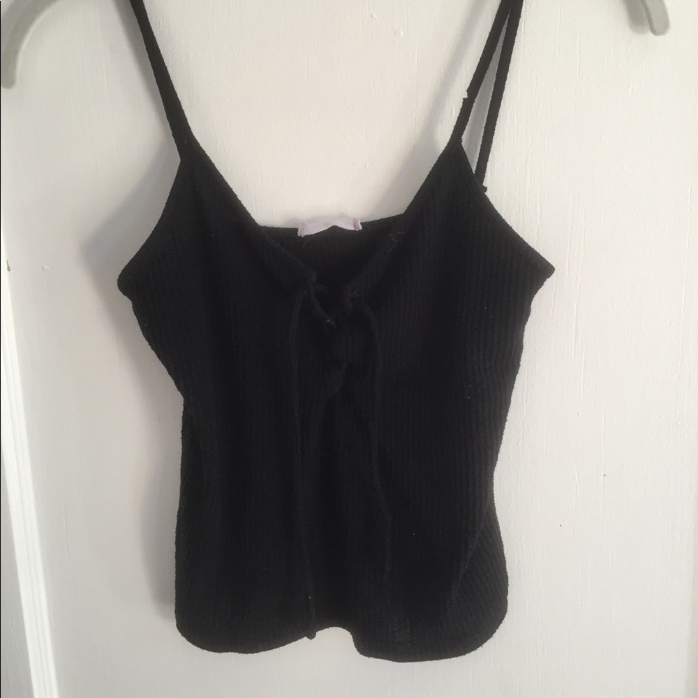 Lace up black tank